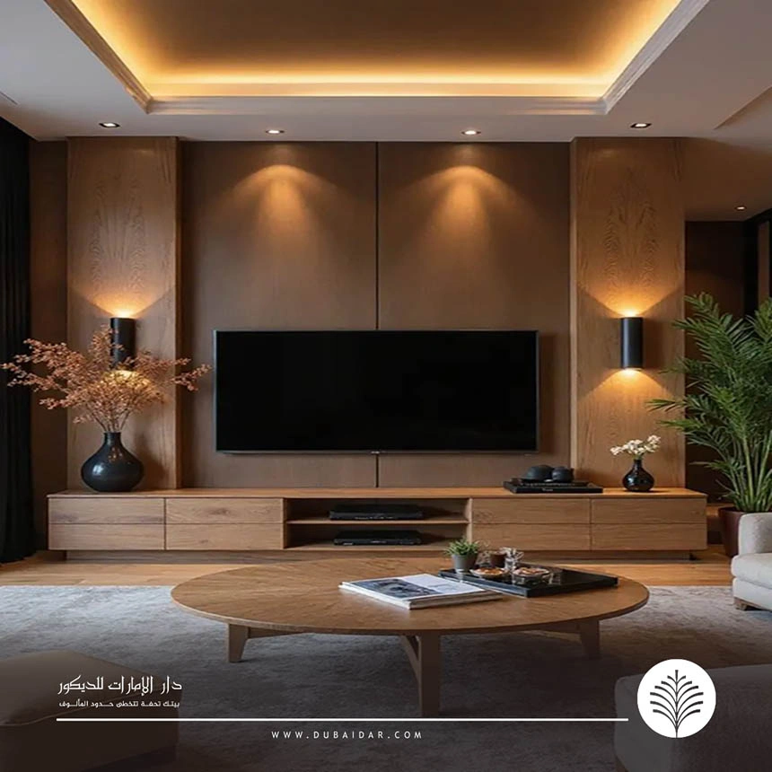 ديكور شاشة مع اضاءة مخفية دبي